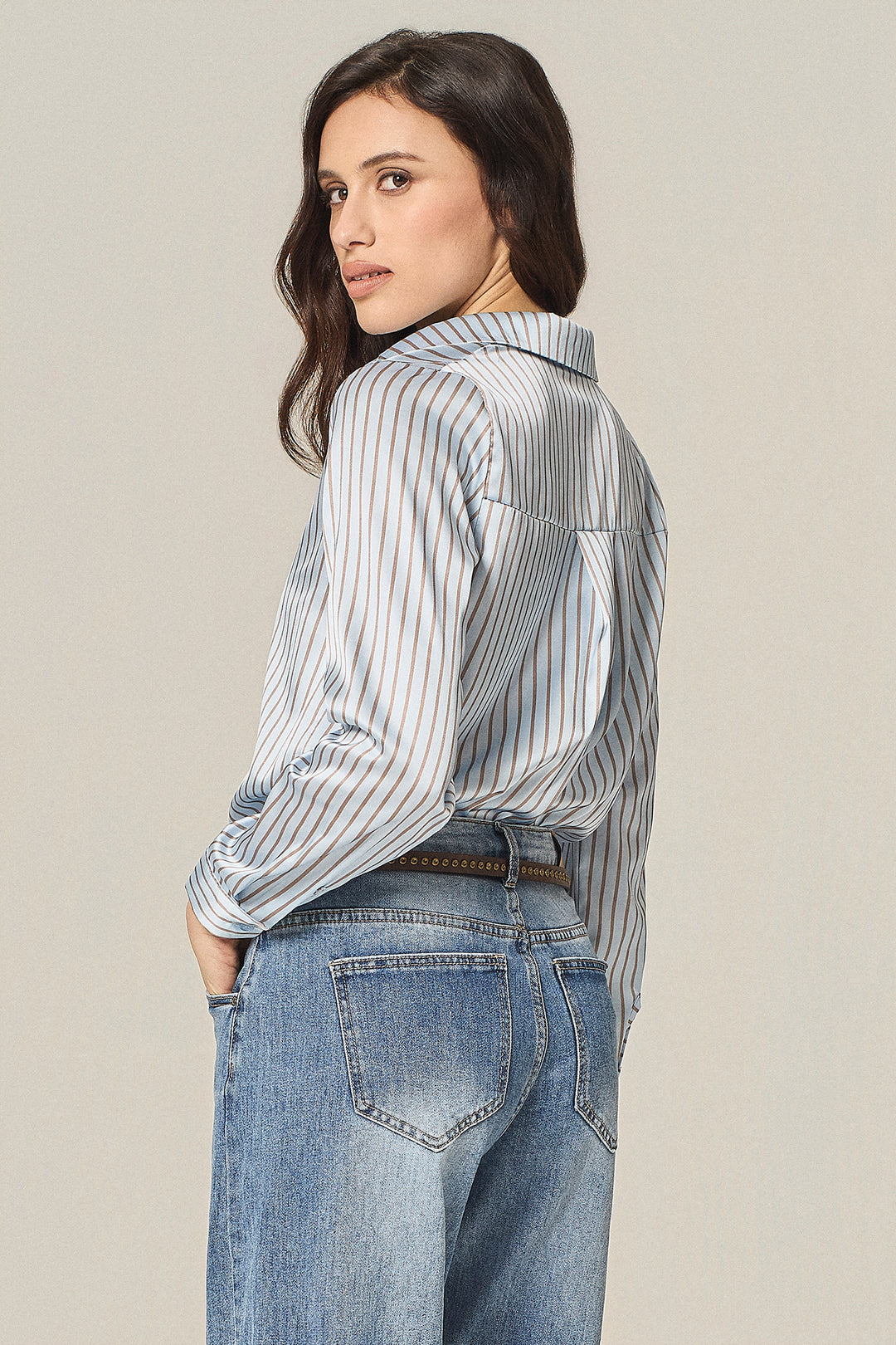 Camicia a righe in satin