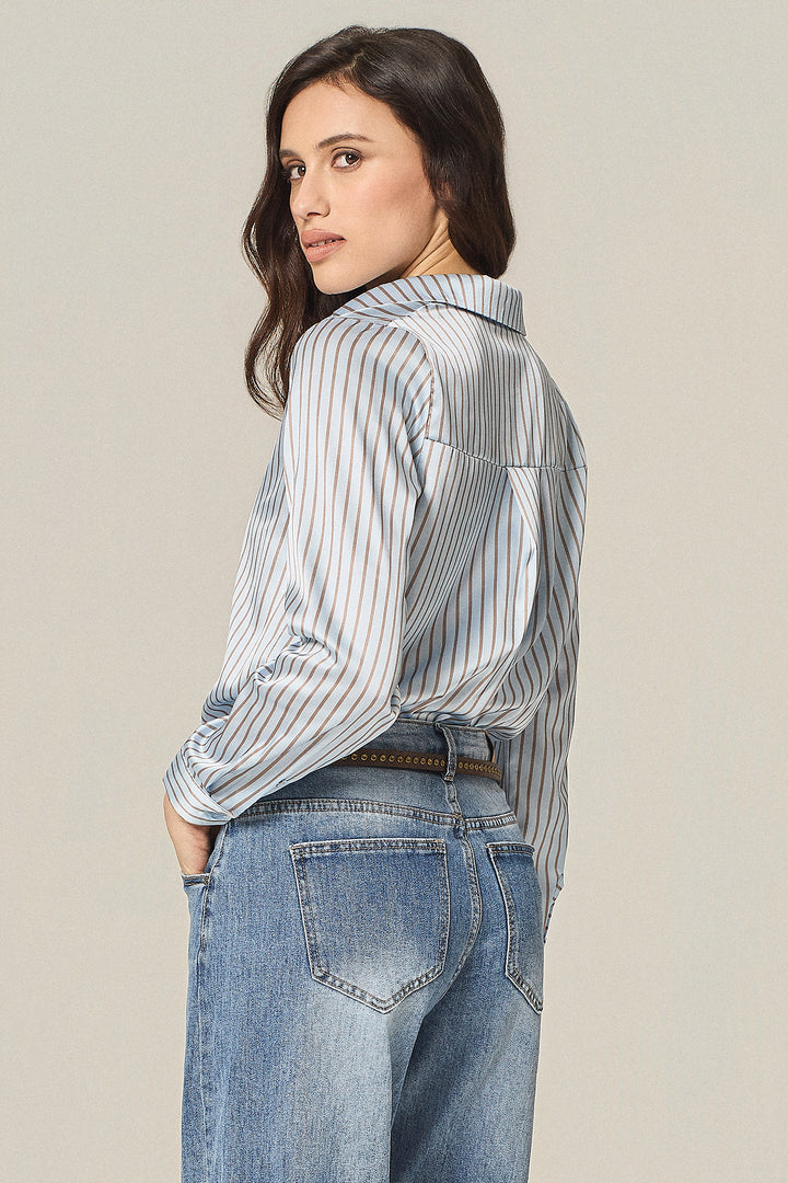 Camicia a righe in satin