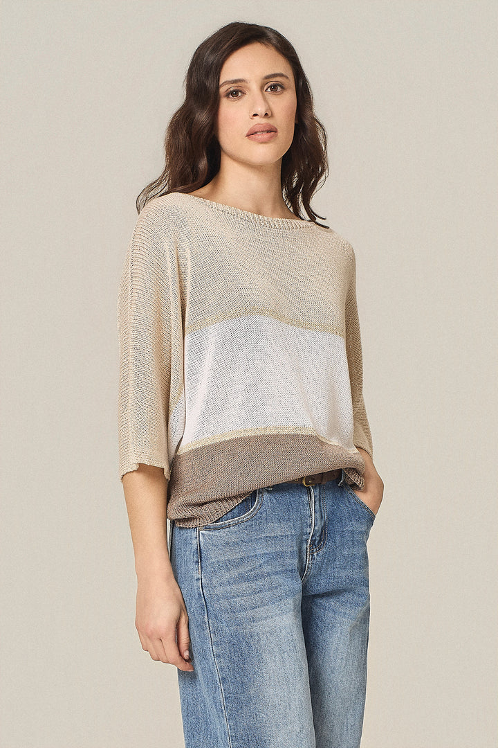 Maglia a righe multicolor con filo lurex