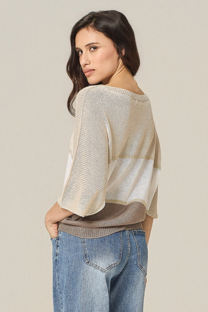 Maglia a righe multicolor con filo lurex