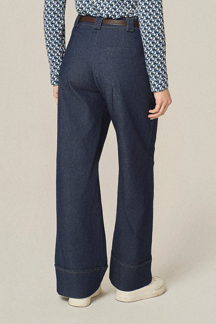 Jeans palazzo con risvolto