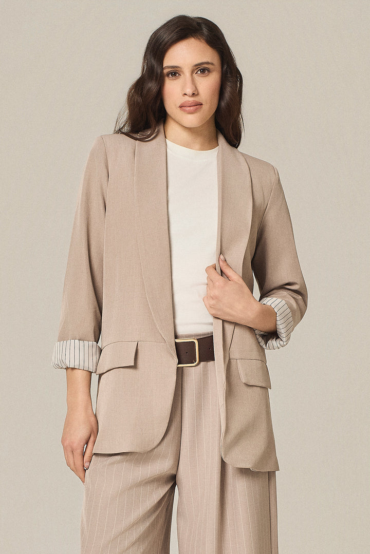 Blazer aperto con fodera a righe