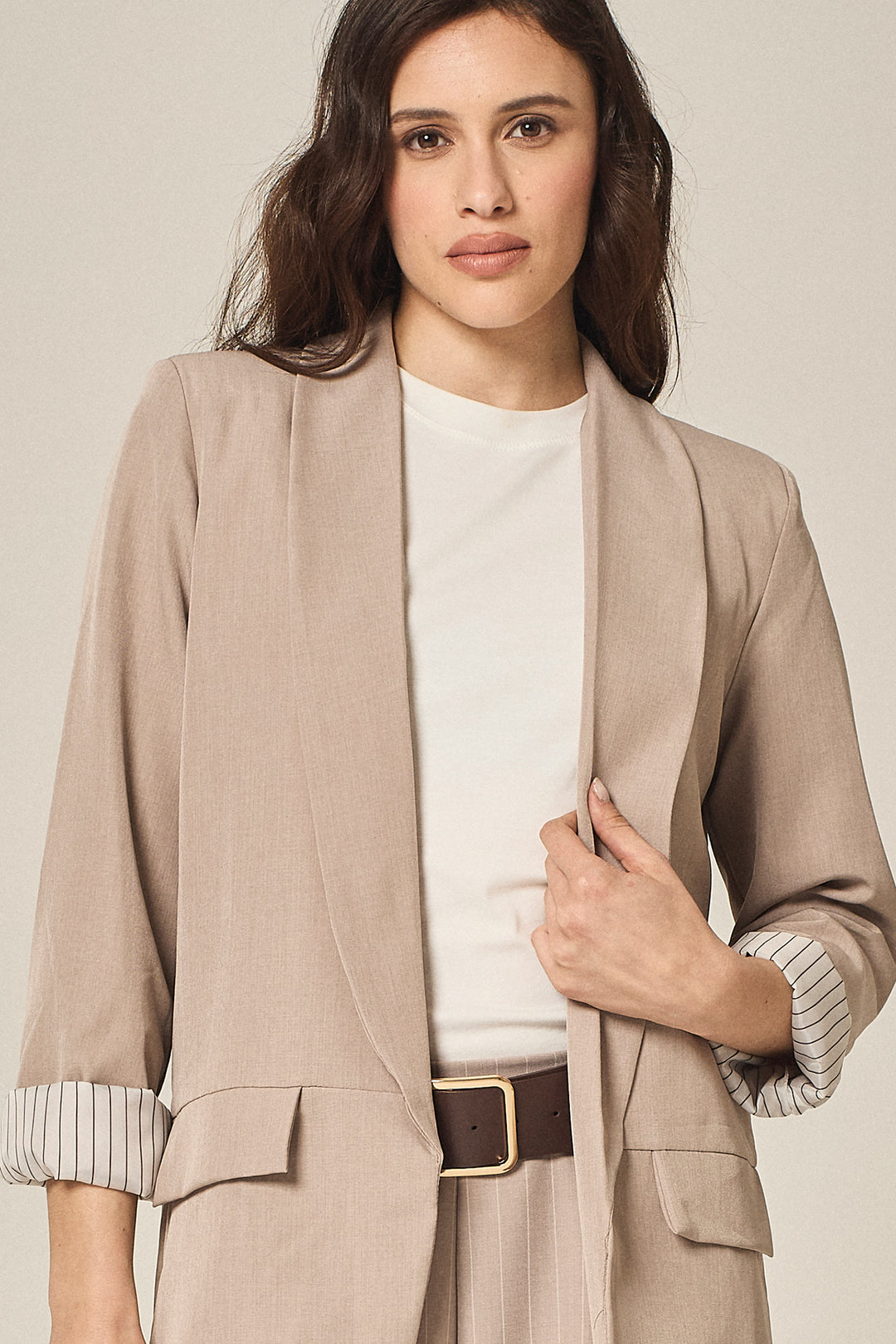 Blazer aperto con fodera a righe