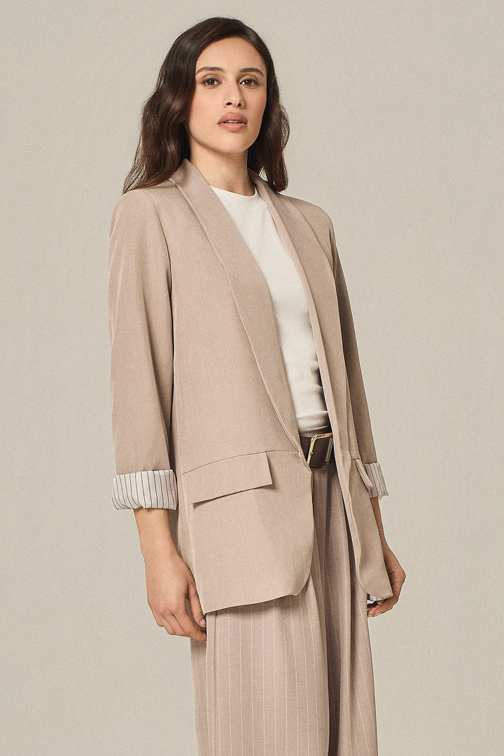 Blazer aperto con fodera a righe