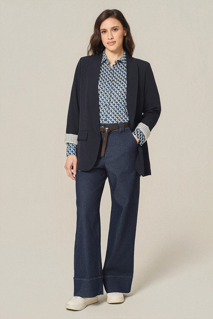 Blazer aperto con fodera a righe