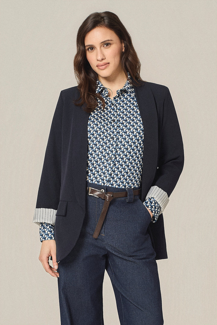 Blazer aperto con fodera a righe