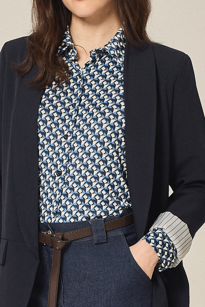 Blazer aperto con fodera a righe