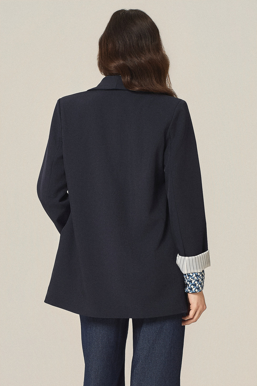 Blazer aperto con fodera a righe
