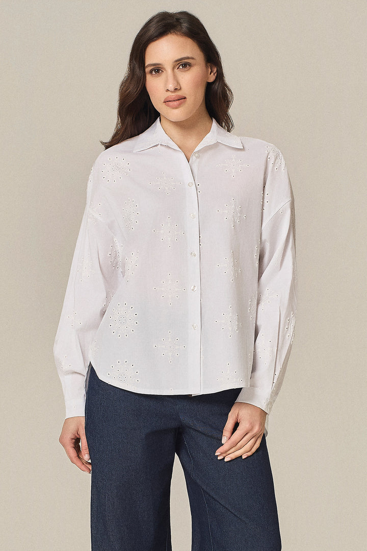 Camicia in cotone sangallo strecth
