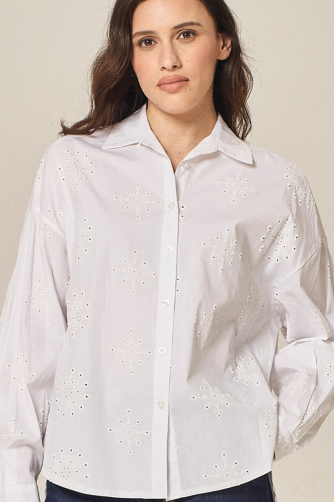 Camicia in cotone sangallo strecth