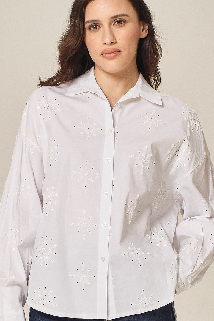 Camicia in cotone sangallo strecth
