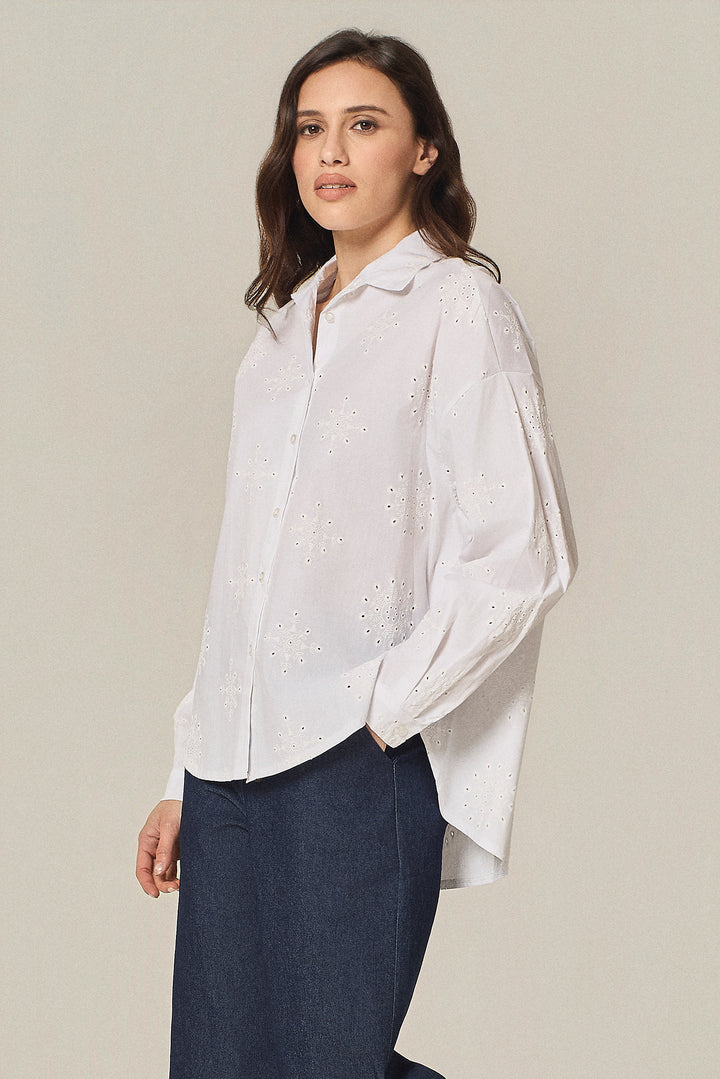 Camicia in cotone sangallo strecth