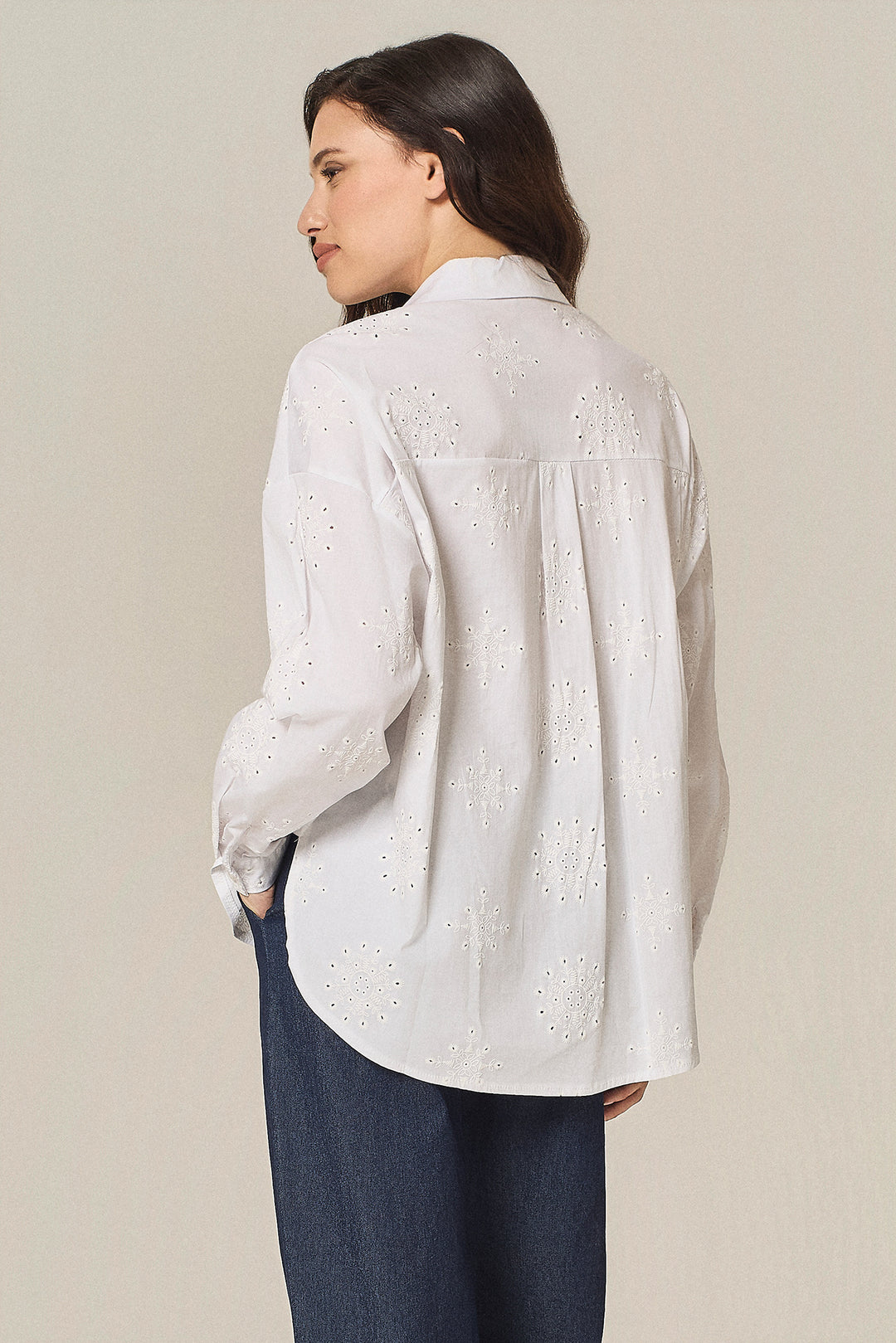 Camicia in cotone sangallo strecth