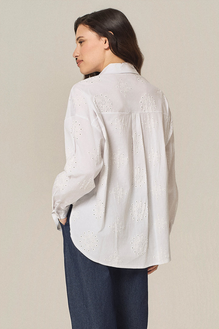 Camicia in cotone sangallo strecth