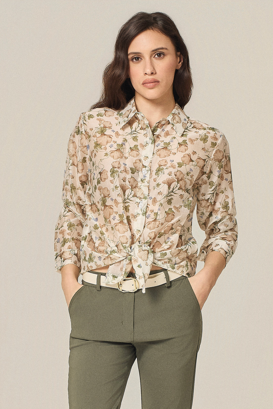Camicia in tencel fantasia floreale