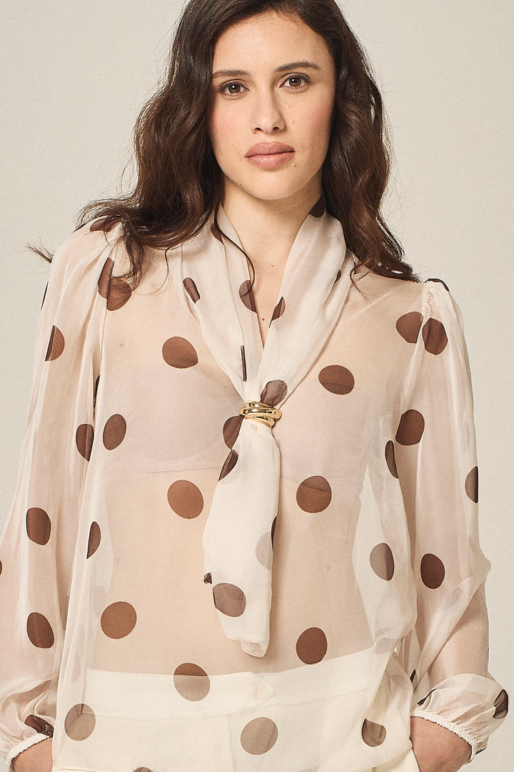 Blusa a pois con motivo a cravatta