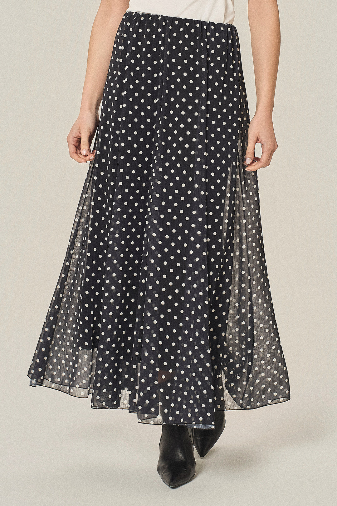 Gonna lunga a pois in georgette