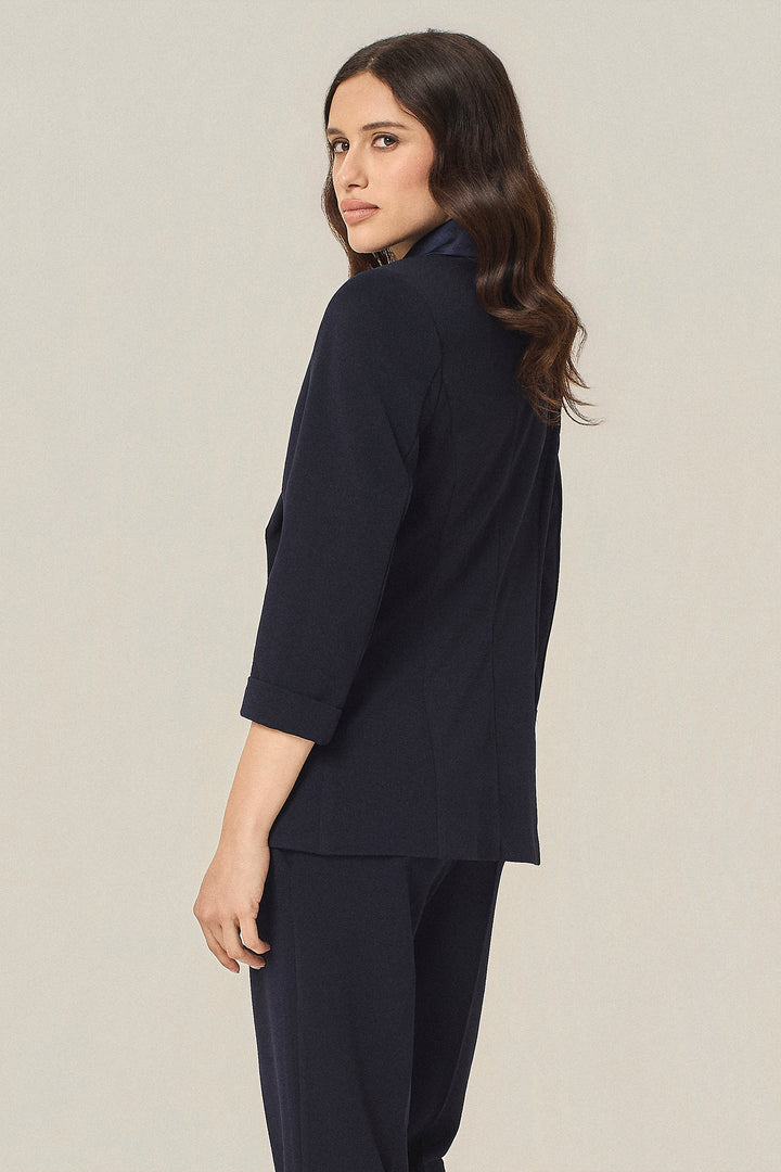 Blazer doppiopetto con dettagli in satin