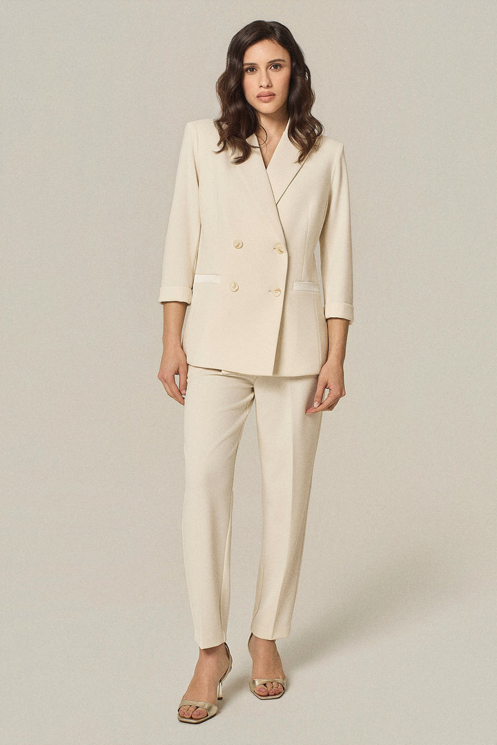 Blazer doppiopetto con dettagli in satin