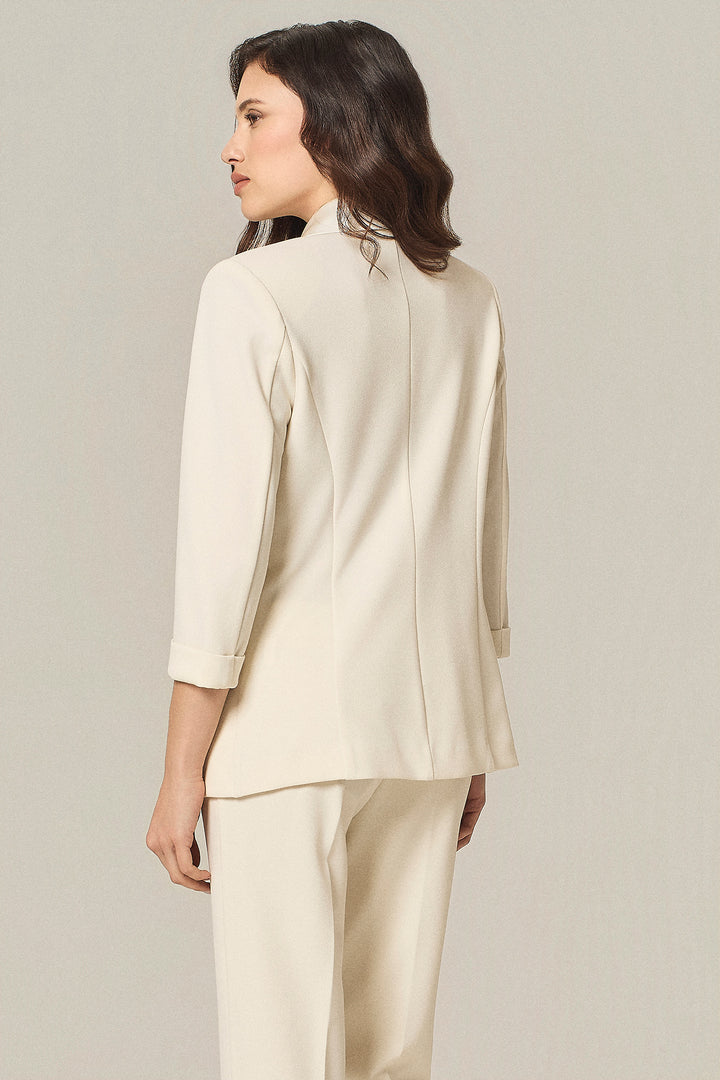 Blazer doppiopetto con dettagli in satin