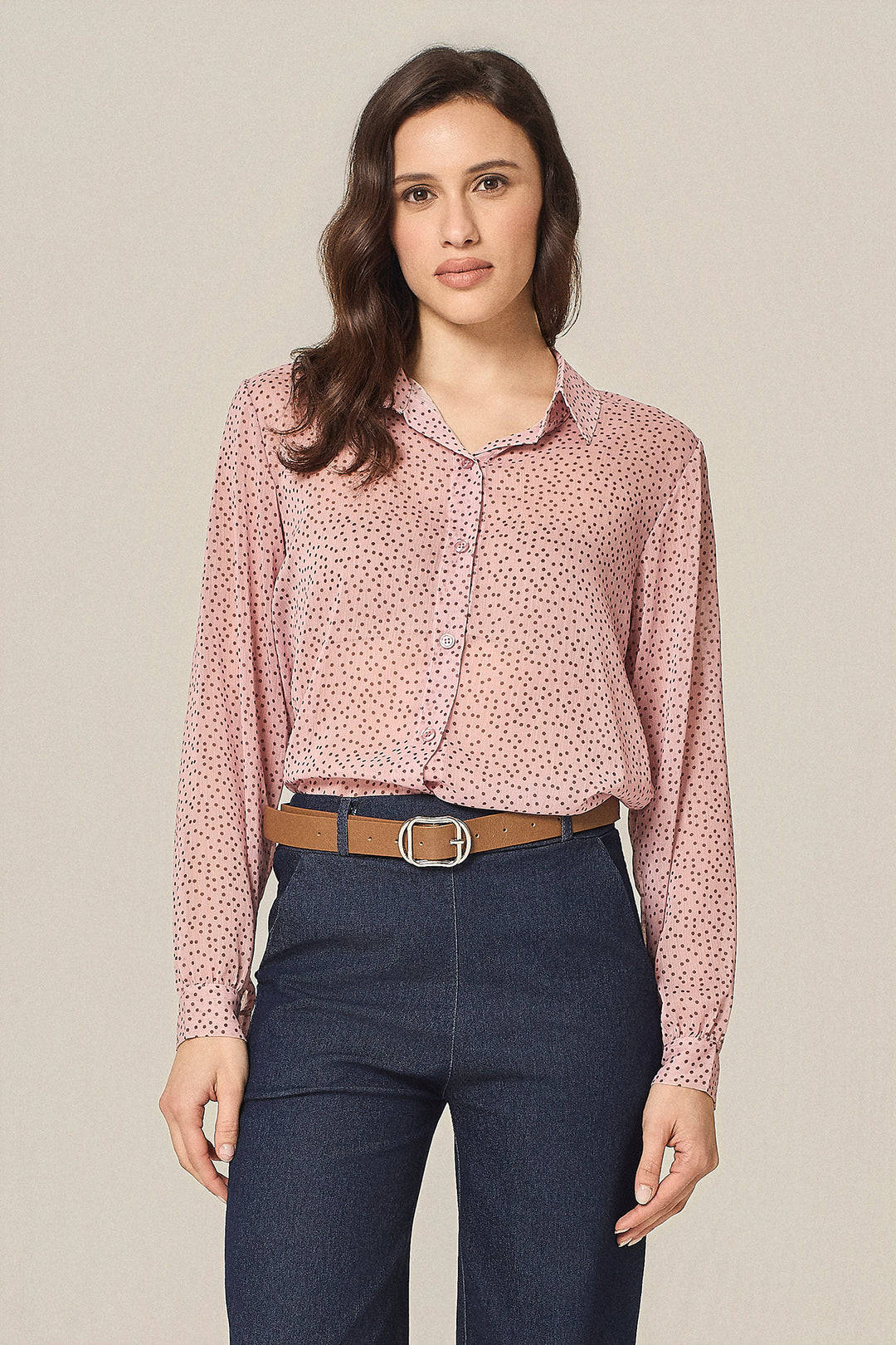 Camicia in georgette fantasia pois