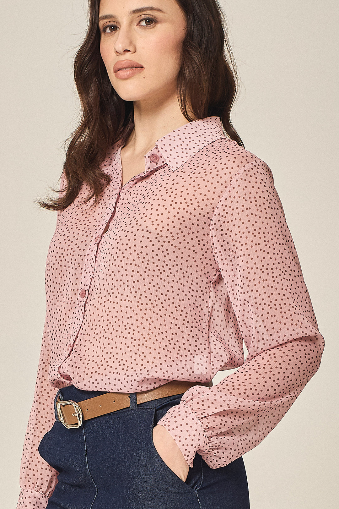 Camicia in georgette fantasia pois