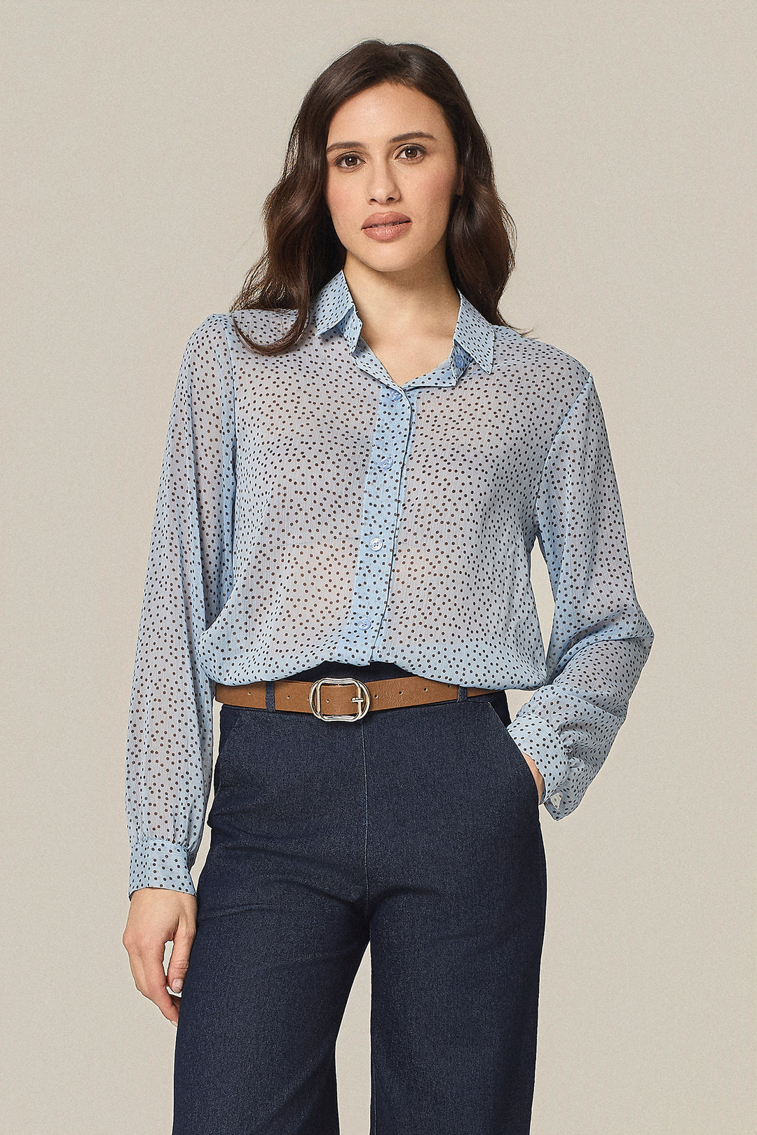 Camicia in georgette fantasia pois