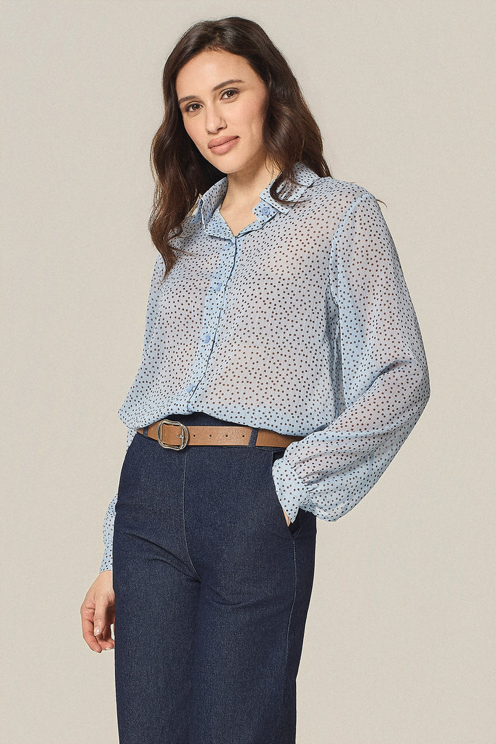 Camicia in georgette fantasia pois