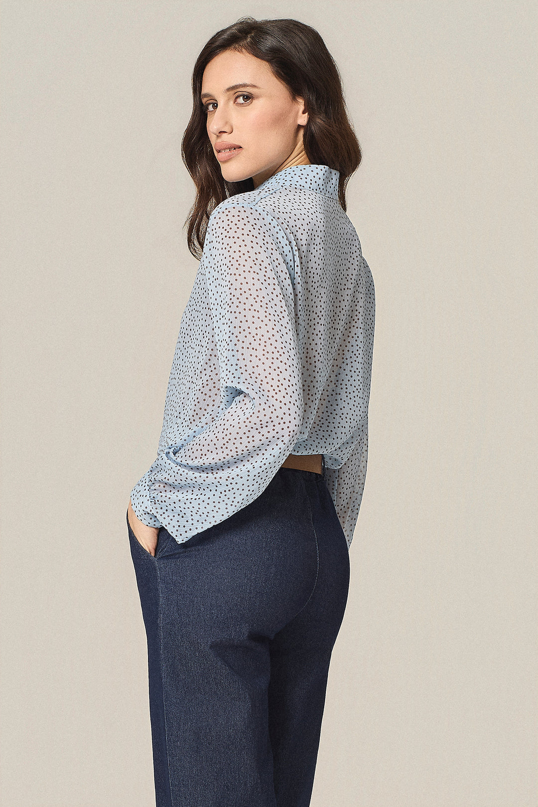 Camicia in georgette fantasia pois