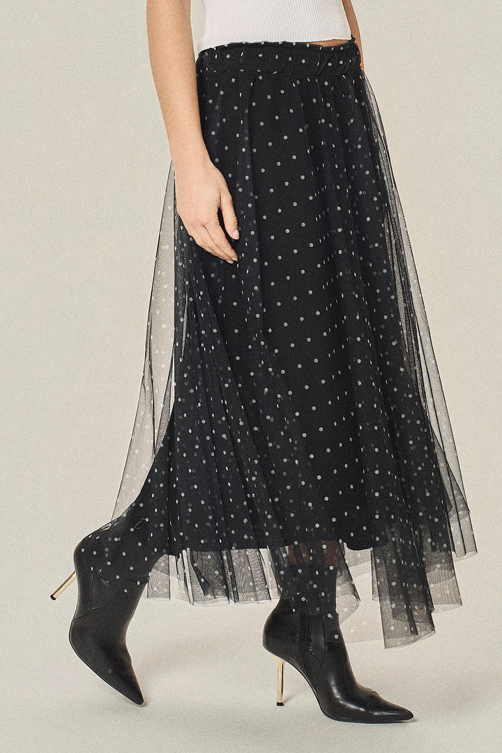 Gonna in tulle fantasia pois
