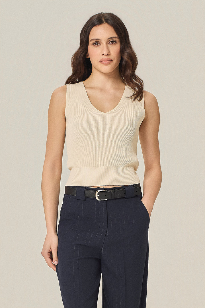 Top in maglieria scollo a V