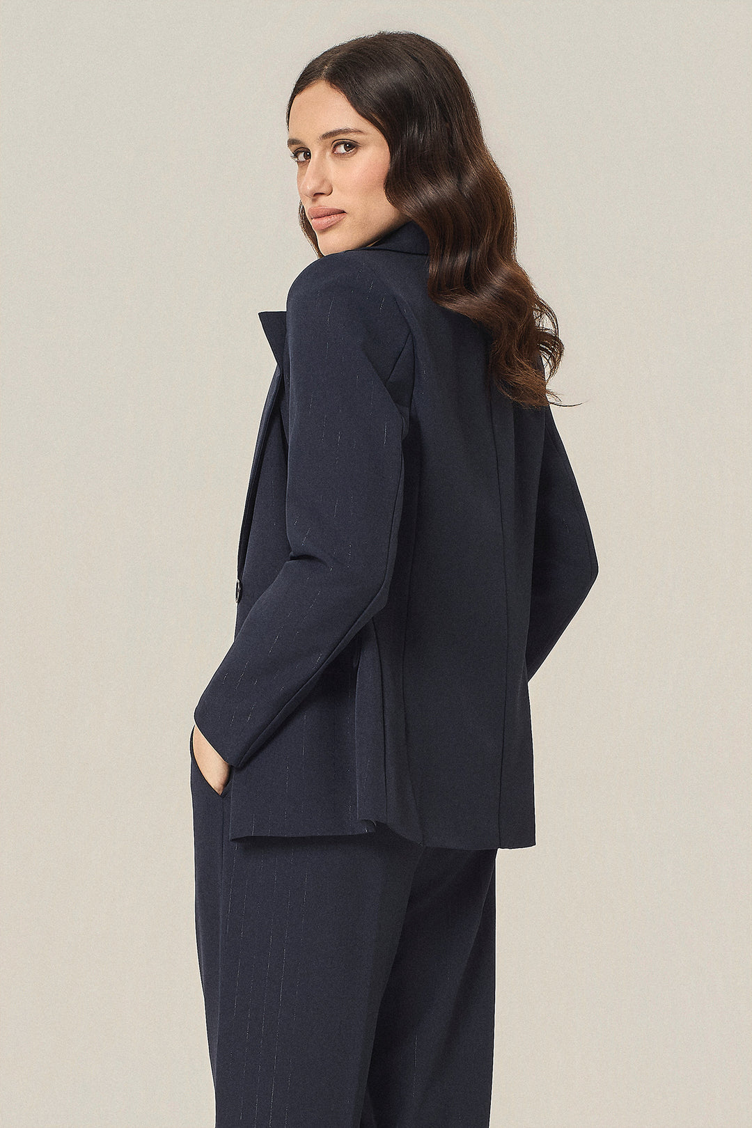 Blazer a un bottone gessato