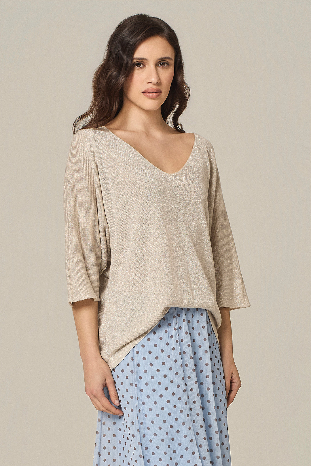 Maglia scollo a V lurex