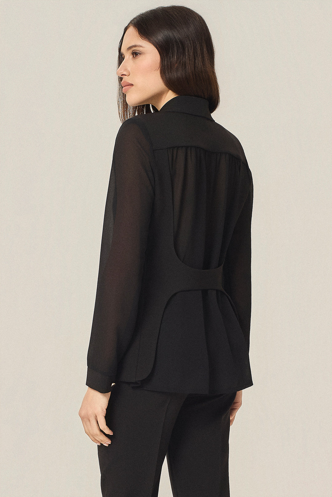 Blazer con inserti in georgette