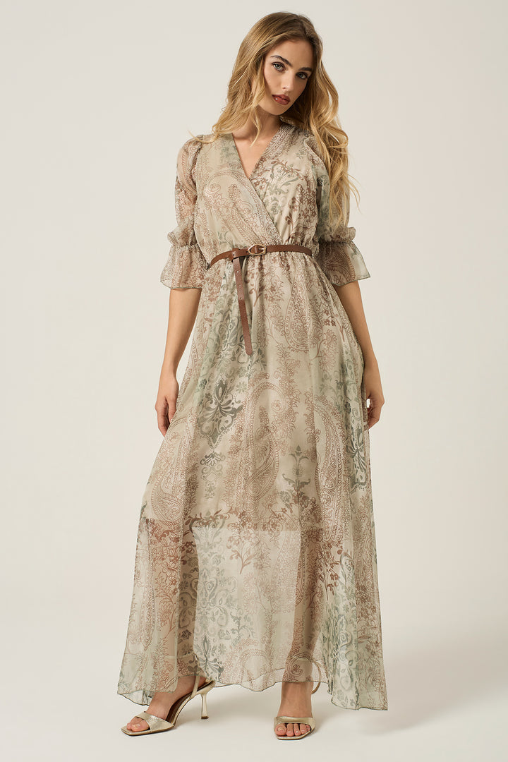 Abito in georgette fantasia cachemire
