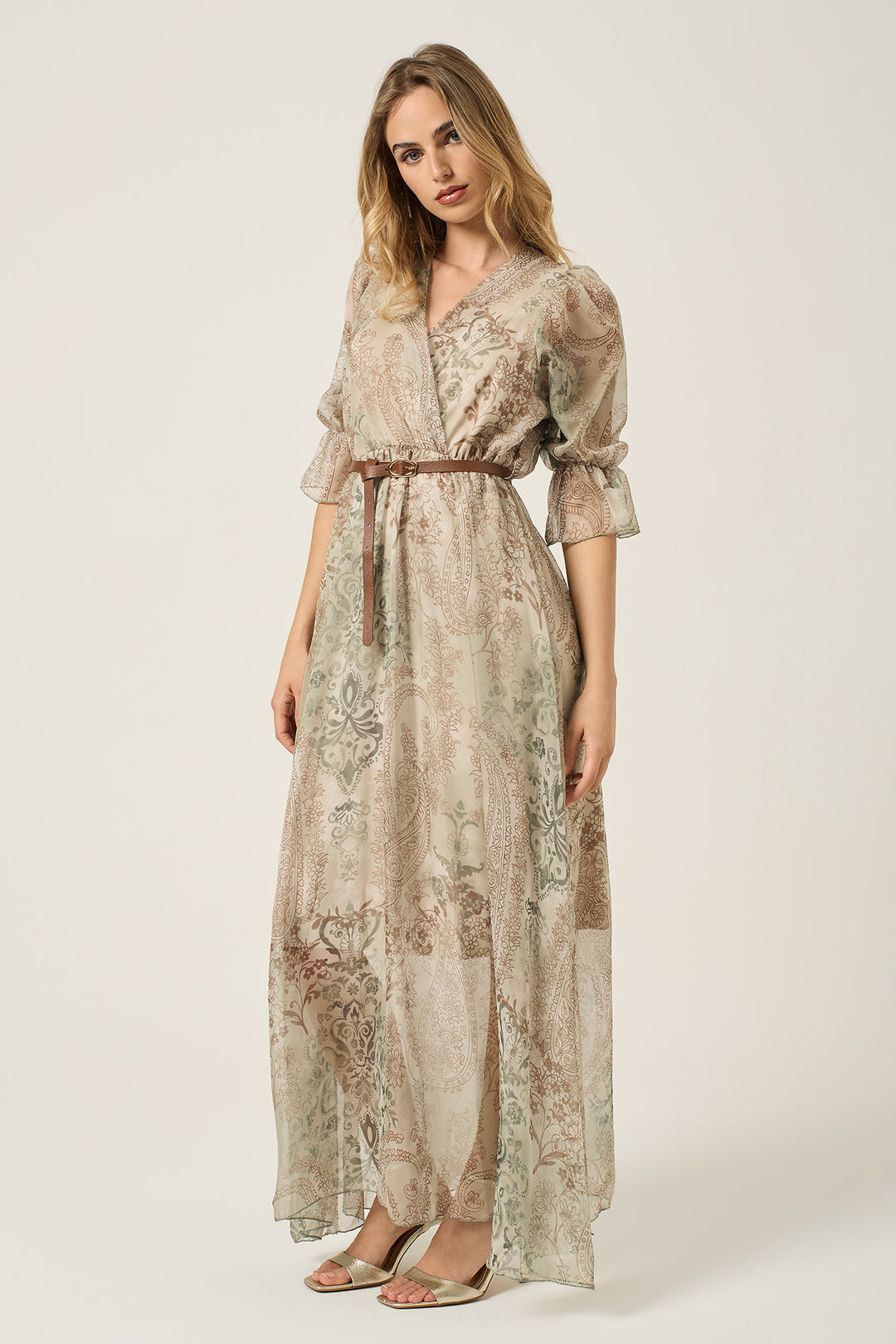 Abito in georgette fantasia cachemire