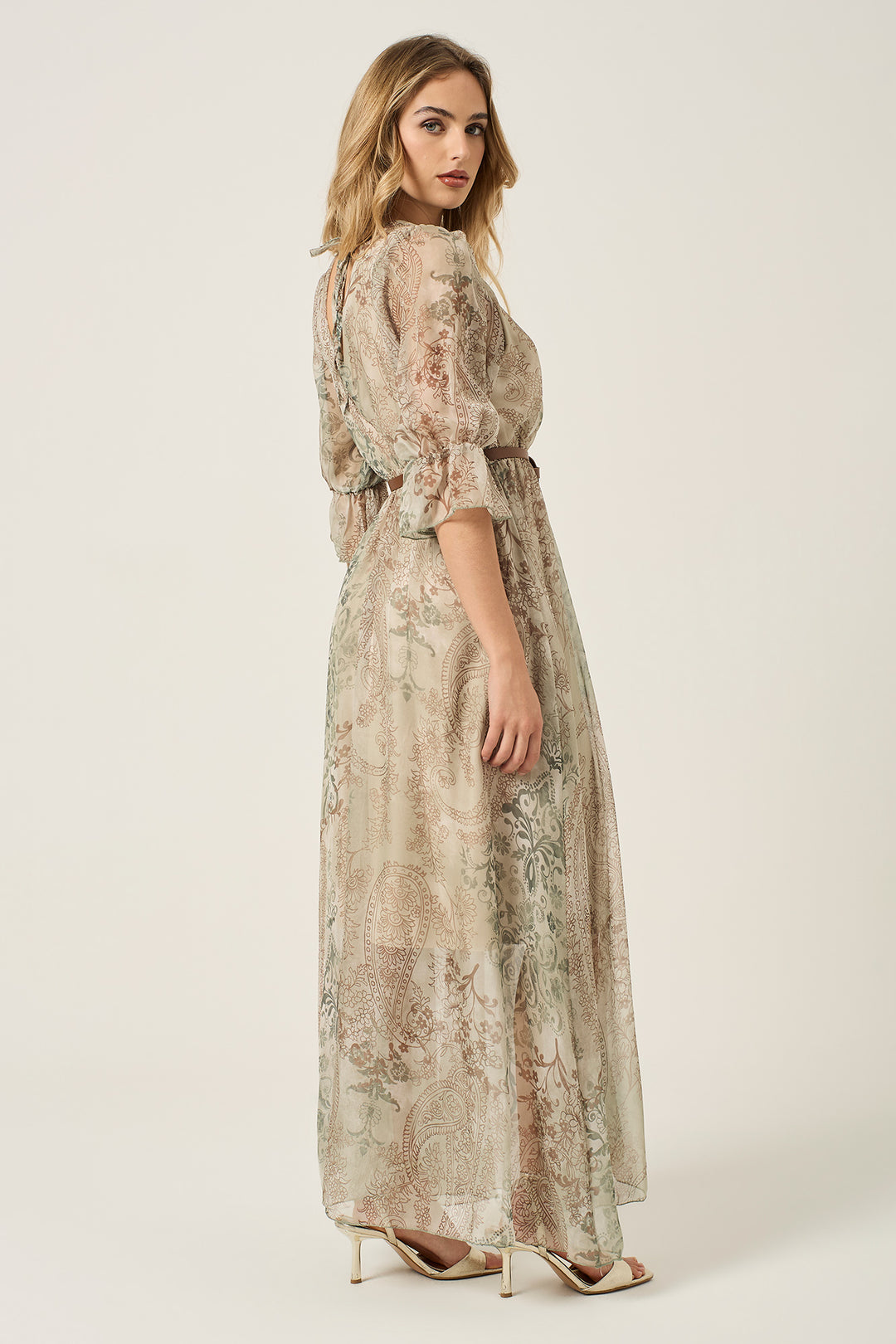 Abito in georgette fantasia cachemire