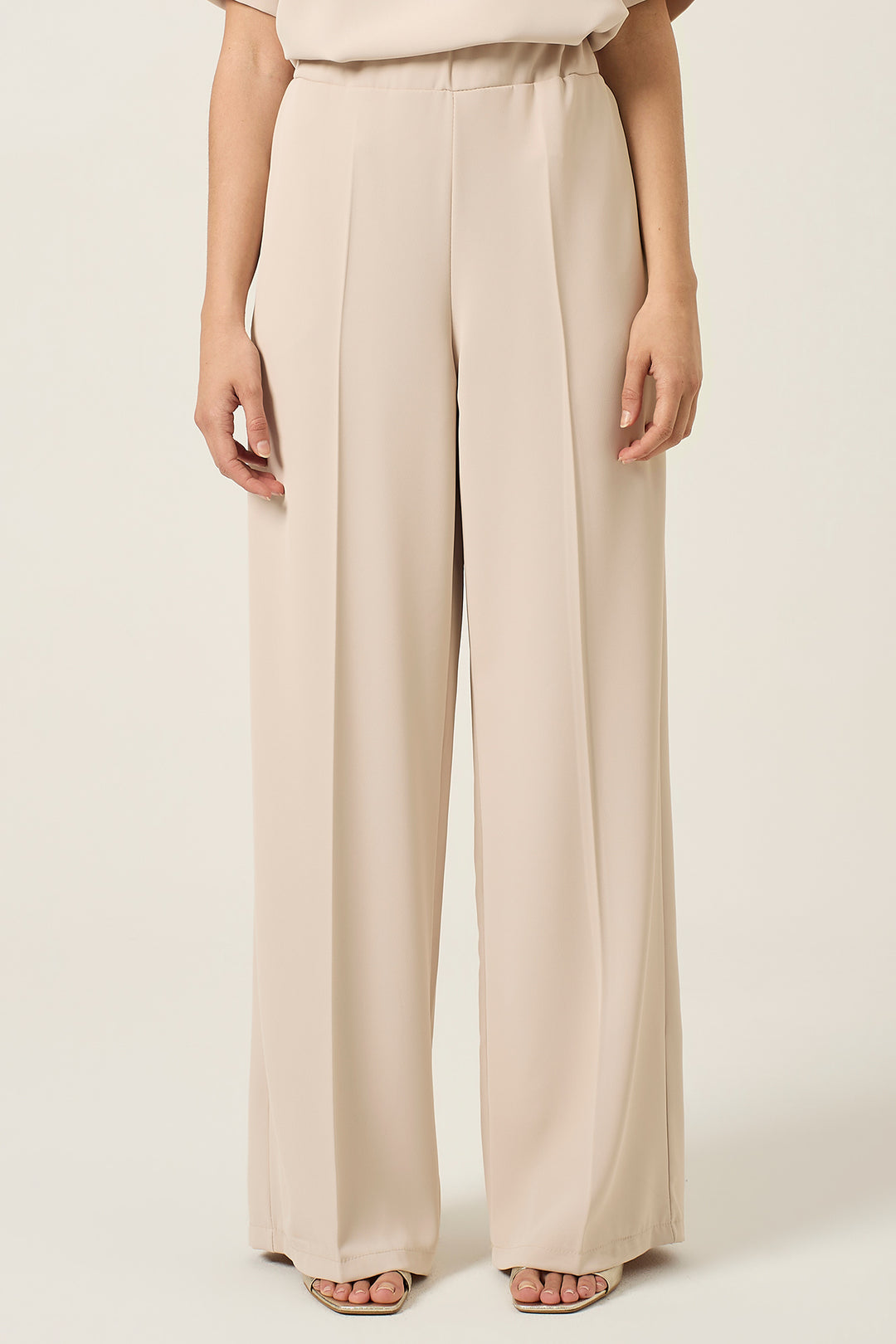 Pantalone jogger palazzo in cady stretch