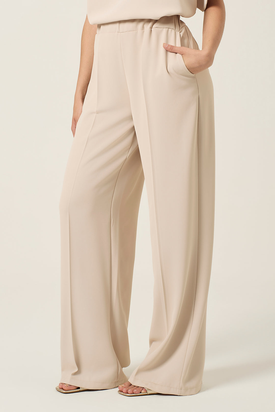 Pantalone jogger palazzo in cady stretch