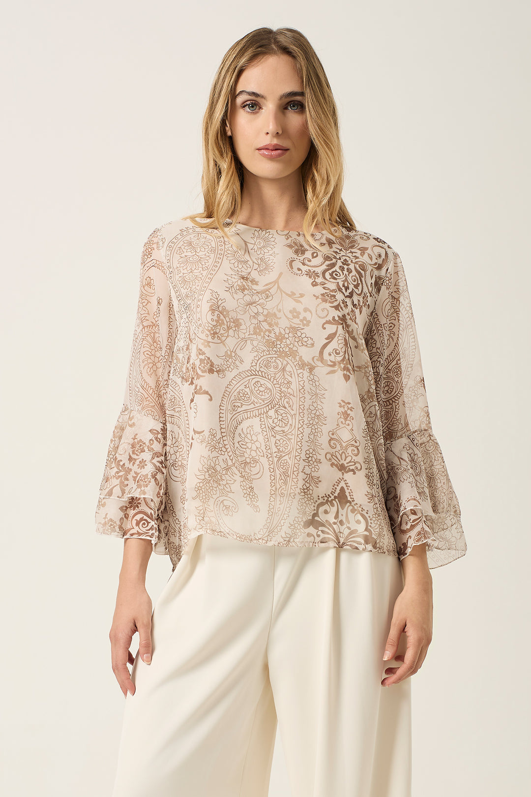 Blusa in georgette fantasia cachemire