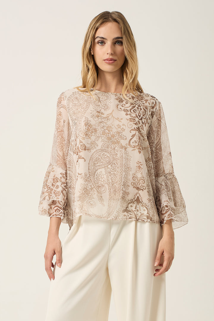 Blusa in georgette fantasia cachemire