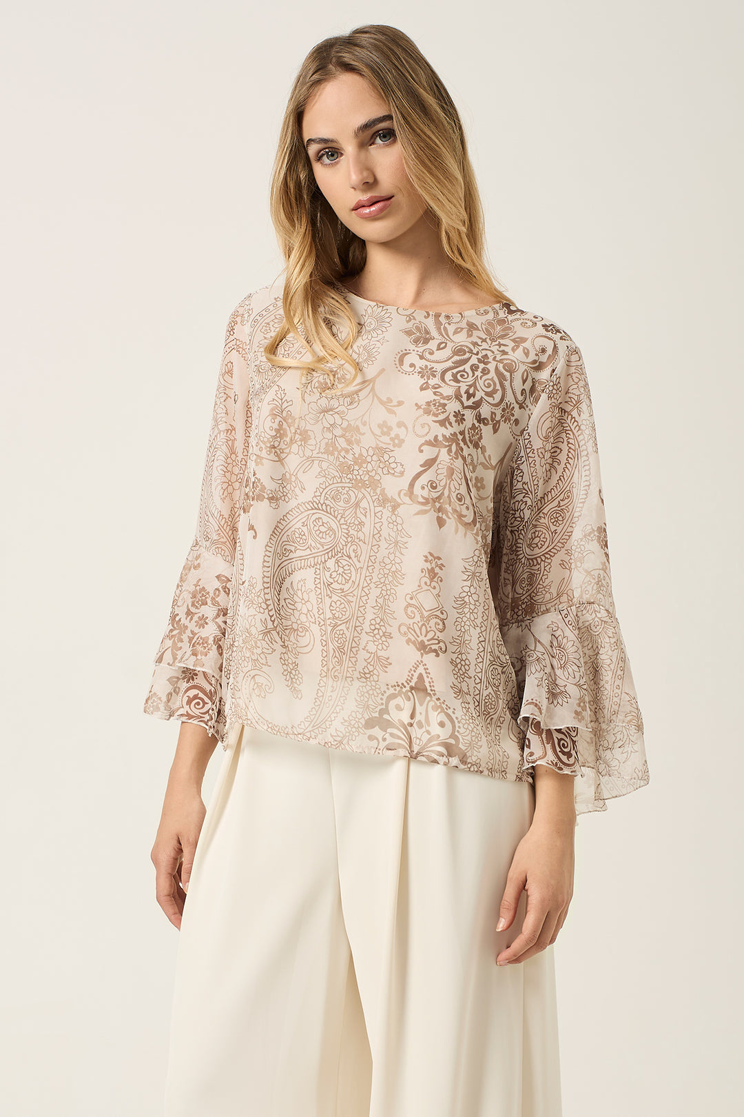 Blusa in georgette fantasia cachemire