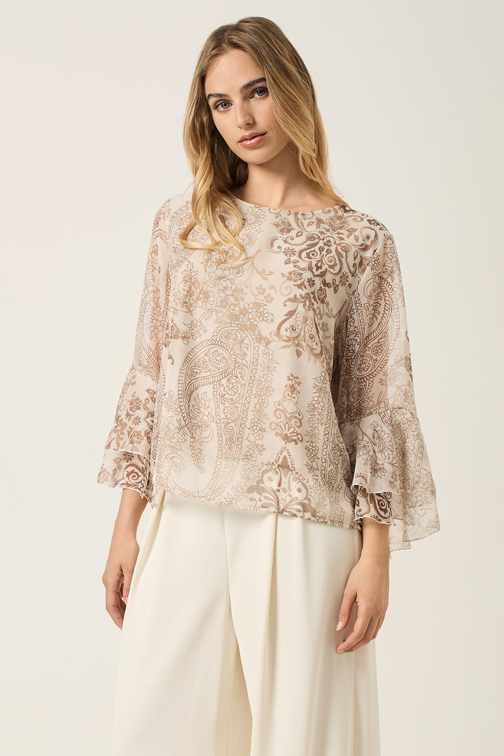 Blusa in georgette fantasia cachemire