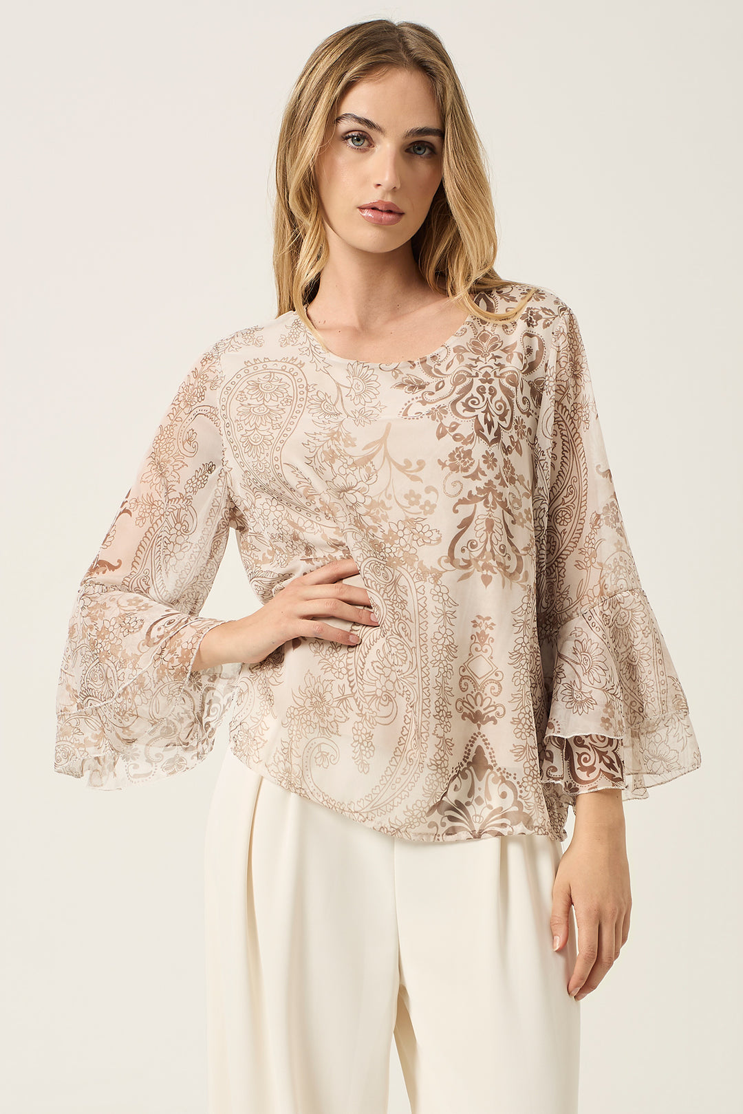 Blusa in georgette fantasia cachemire