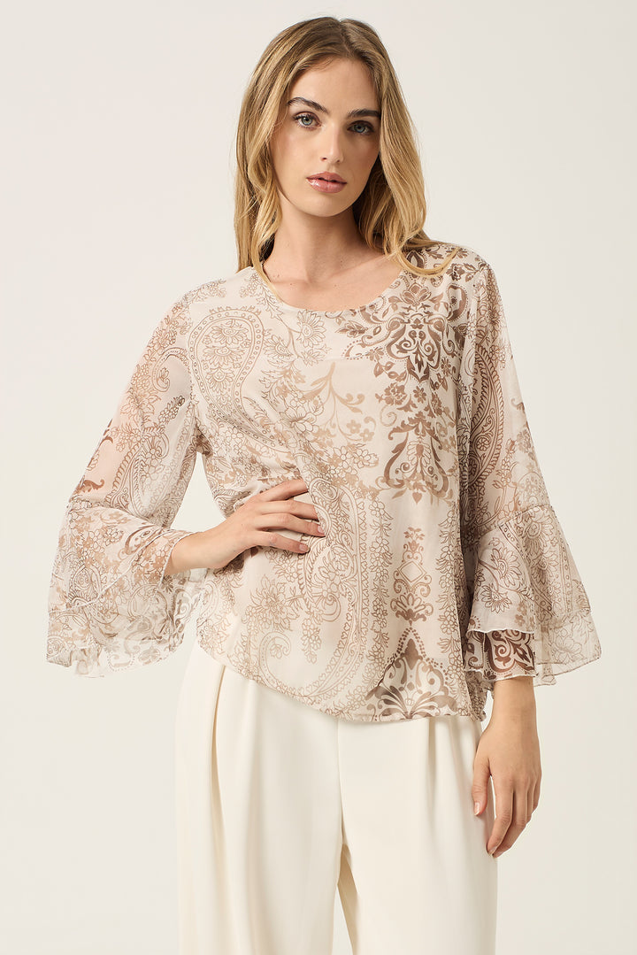 Blusa in georgette fantasia cachemire