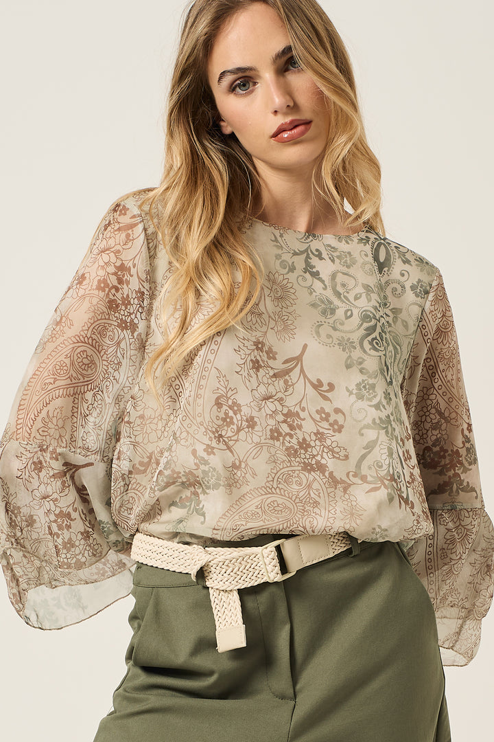 Blusa in georgette fantasia cachemire
