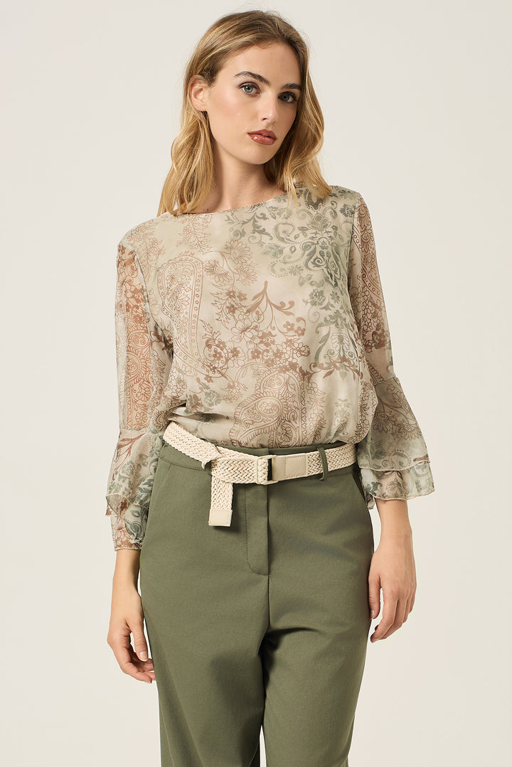 Blusa in georgette fantasia cachemire