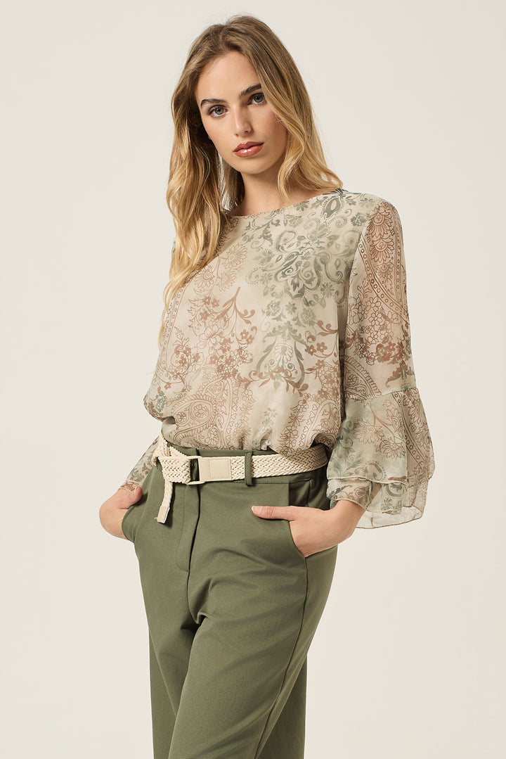 Blusa in georgette fantasia cachemire