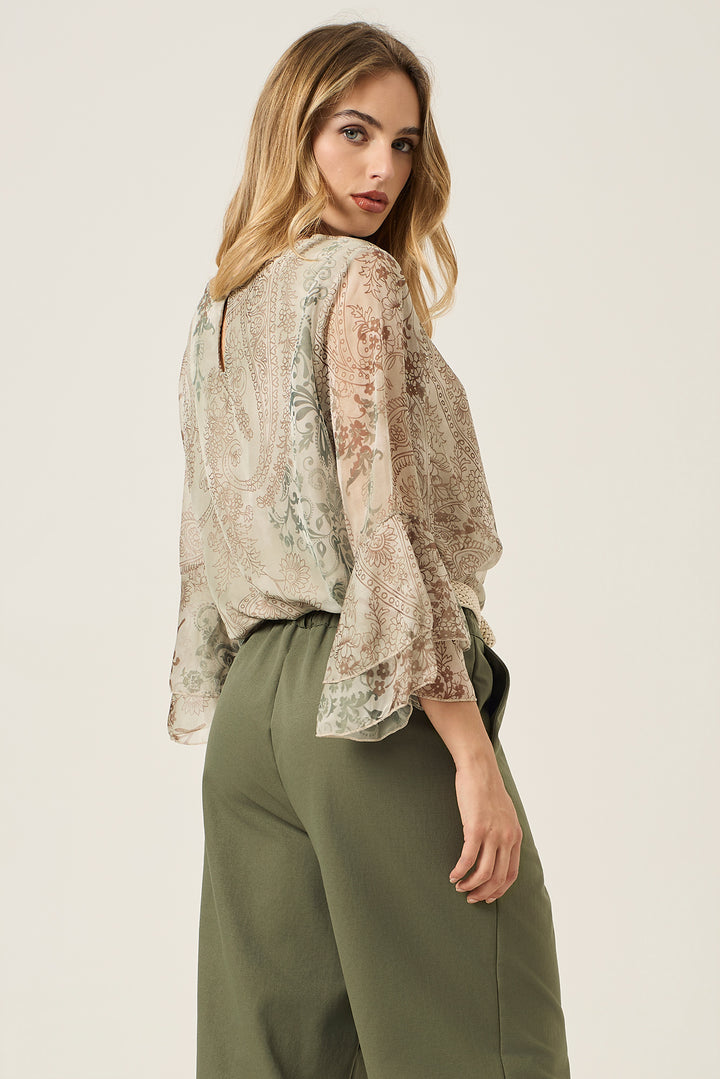 Blusa in georgette fantasia cachemire