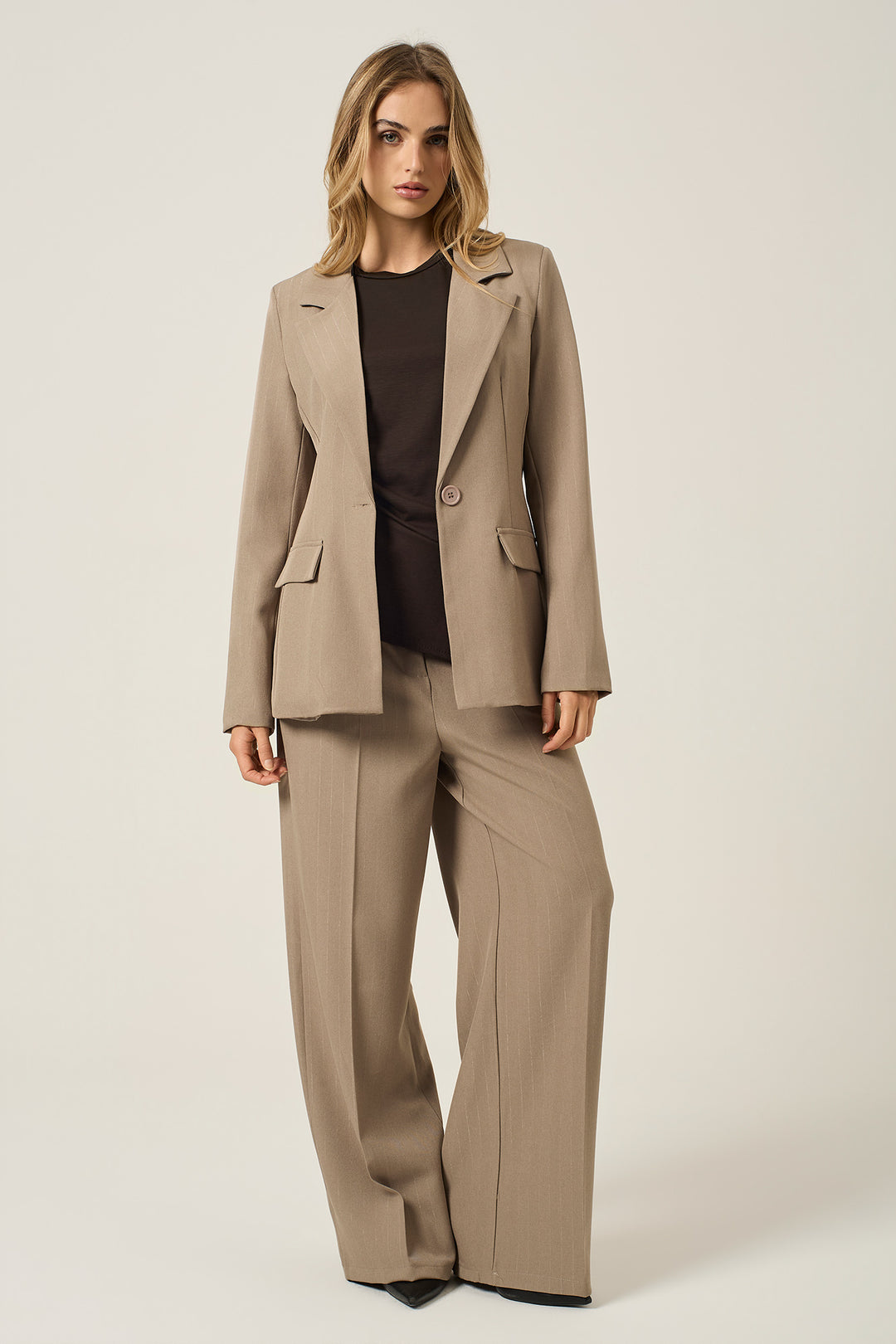Blazer a un bottone gessato